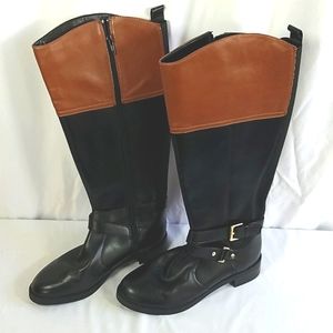 Bandolino Carlotta Women's Wide Calf Leather Riding Boots  Brown Size 7.5